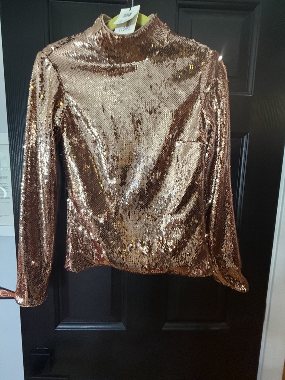 Ted Baker Rose Gold Sequin Mock Neck Top